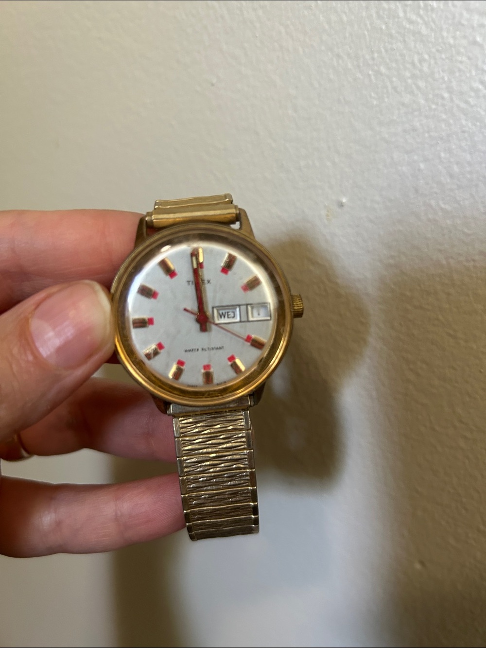 Vintage 1974 Timex Marlin Men's Watch Day/Date Manual w/Red Accents Collectible